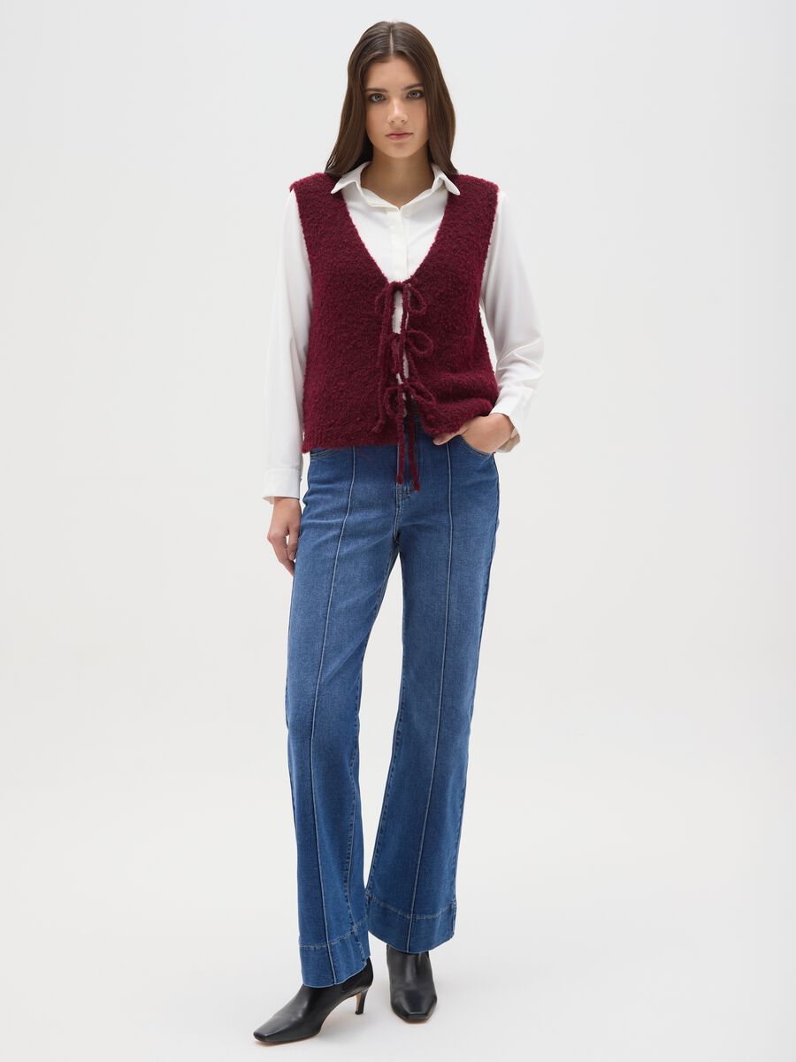 Pantaloni in denim blu regular fit wide leg_0