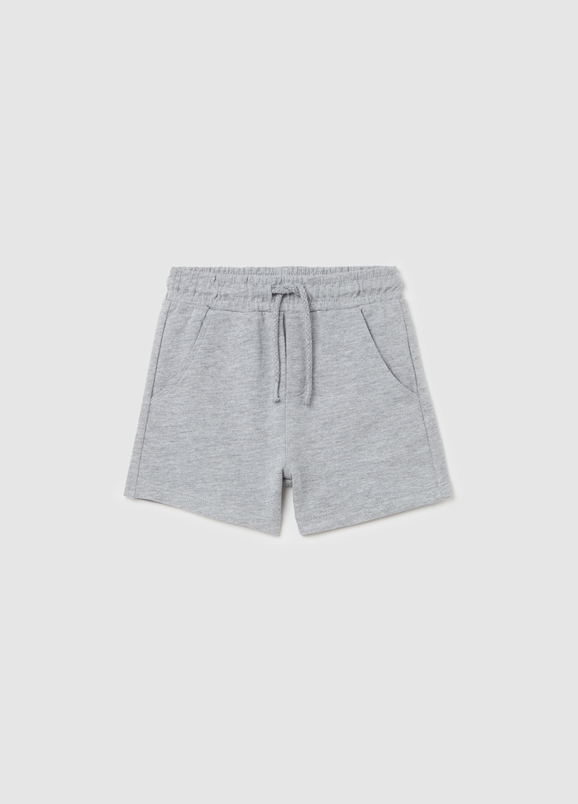 Bermuda shorts in French terry with drawstring