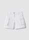 White stretch cotton cargo shorts_0