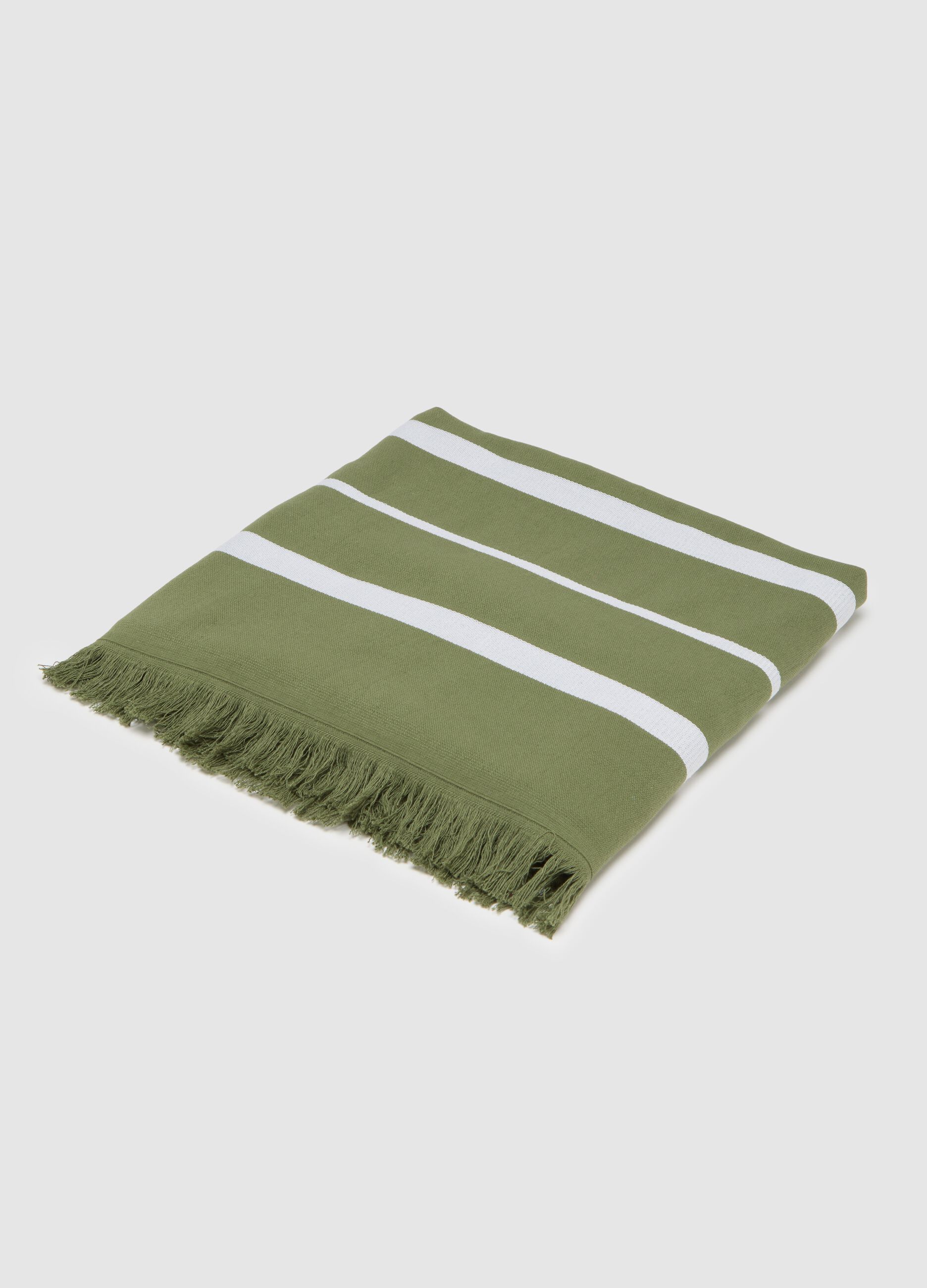 Women's multicolour cotton beach towel with fringes