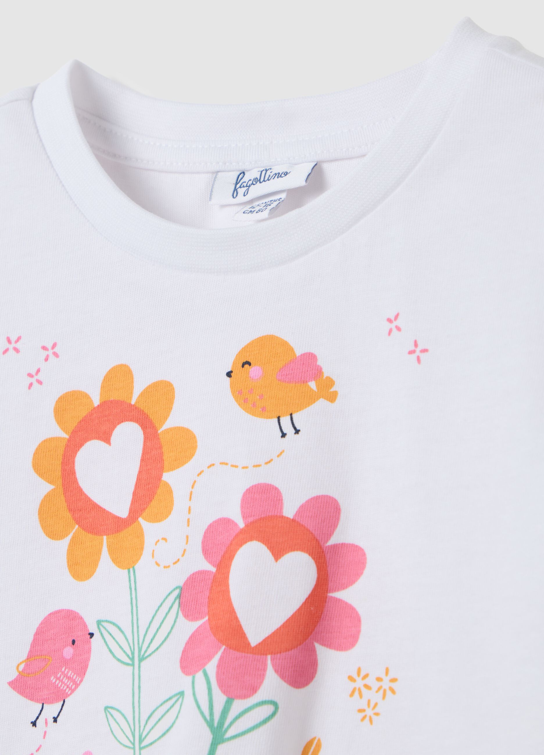 Girls' Summer Set in White and Pink Pure Cotton