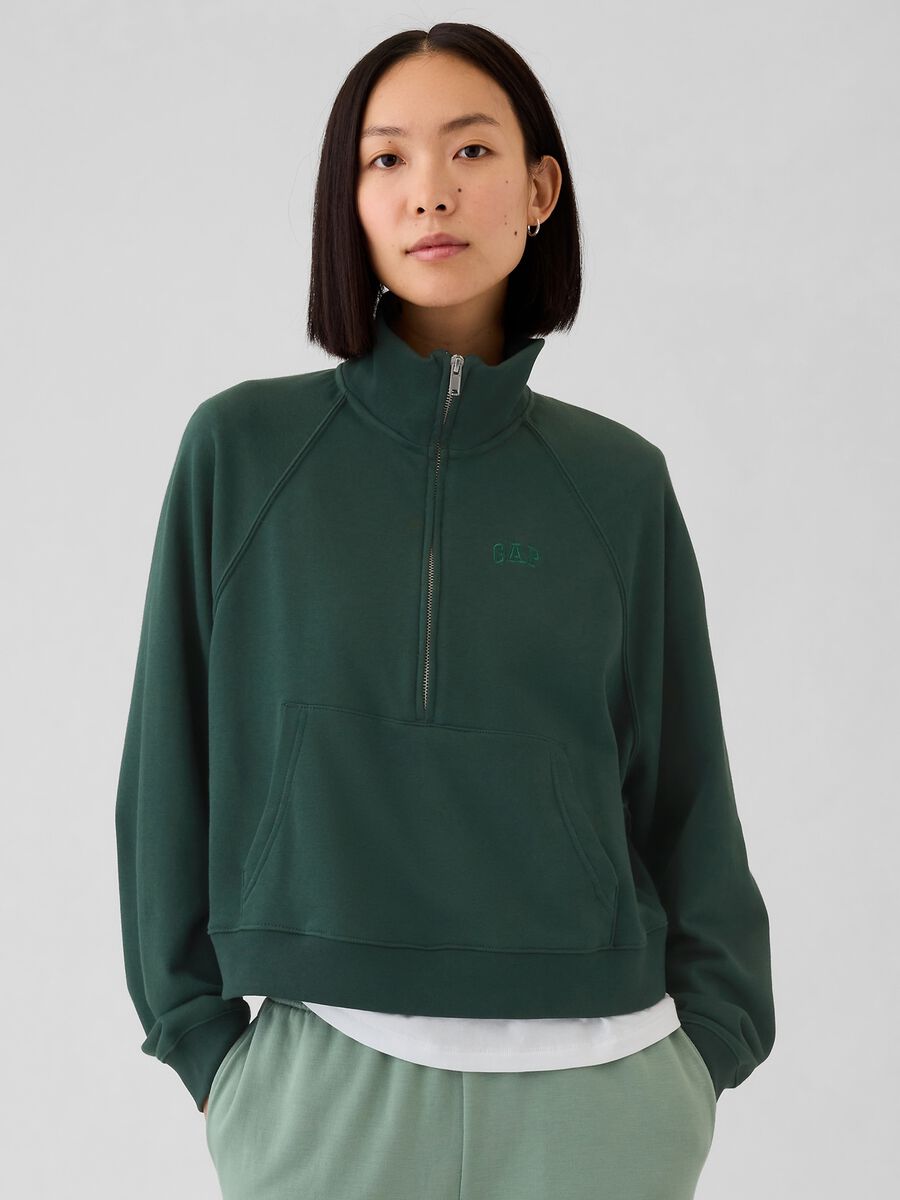 Half-zip sweatshirt with logo emboidery_0