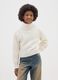Girls' white turtleneck jumper, regular fit and knitted_0