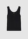 Black stretchy viscose tank top regular fit deep V with lace_4