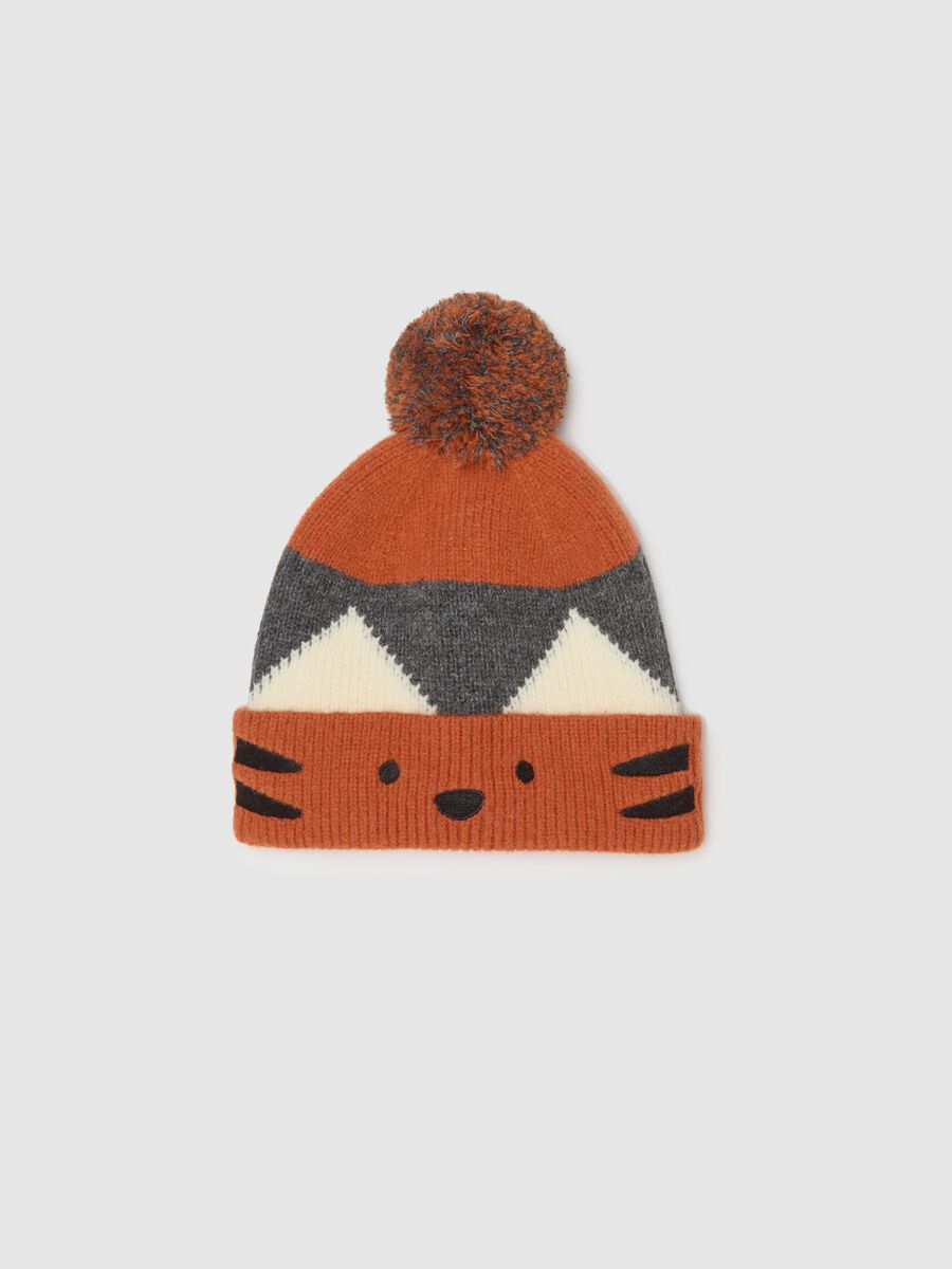 Orange Hat with Bear Print_0