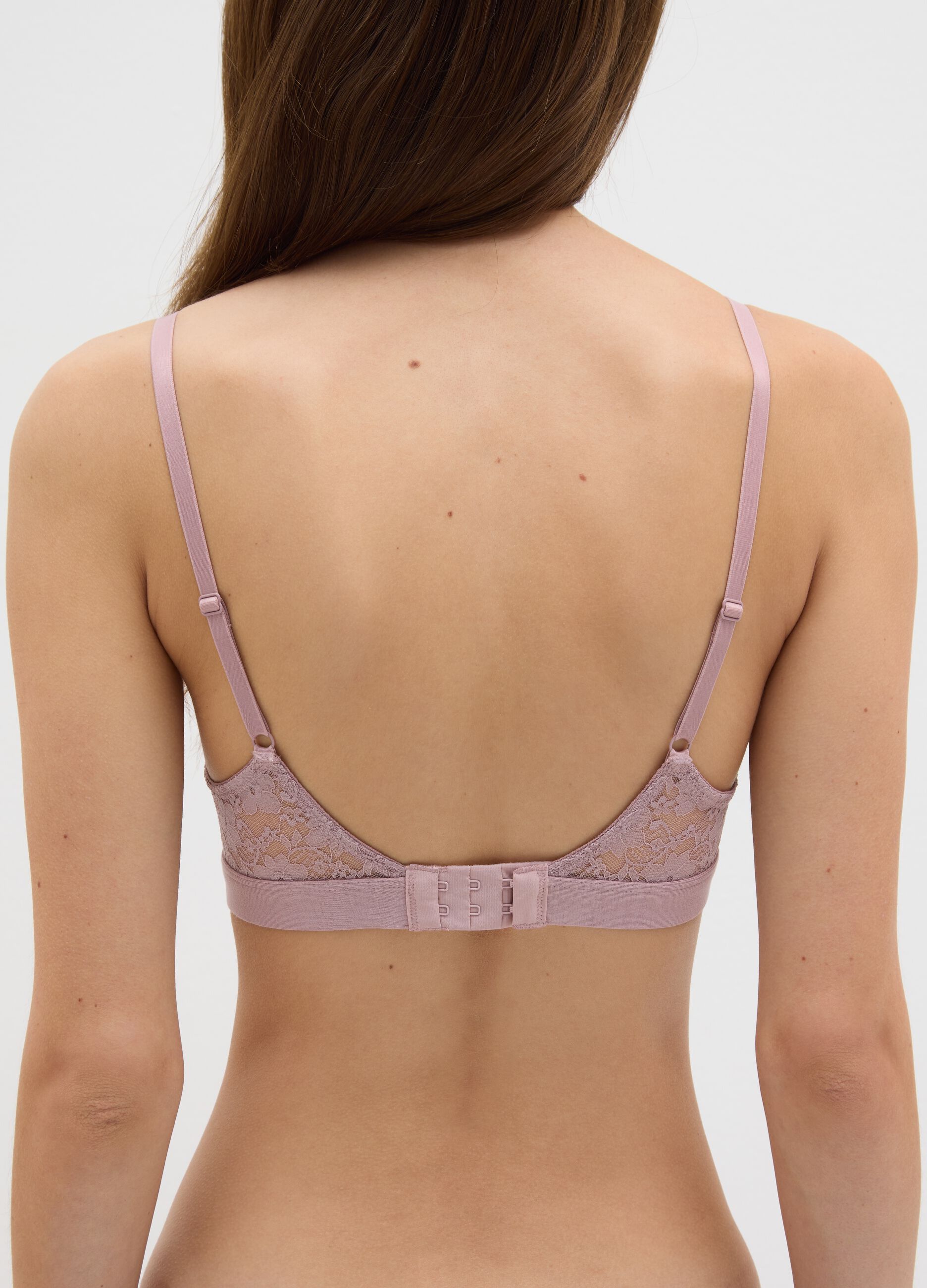 Triangle bra with lace inserts