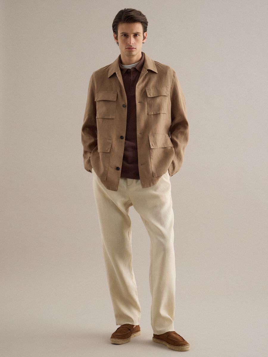Brown pure linen blazer regular fit_3