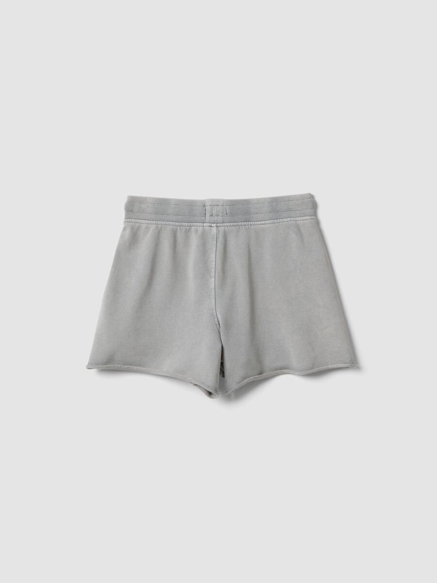 Grey pure cotton shorts with elasticated waistband_4