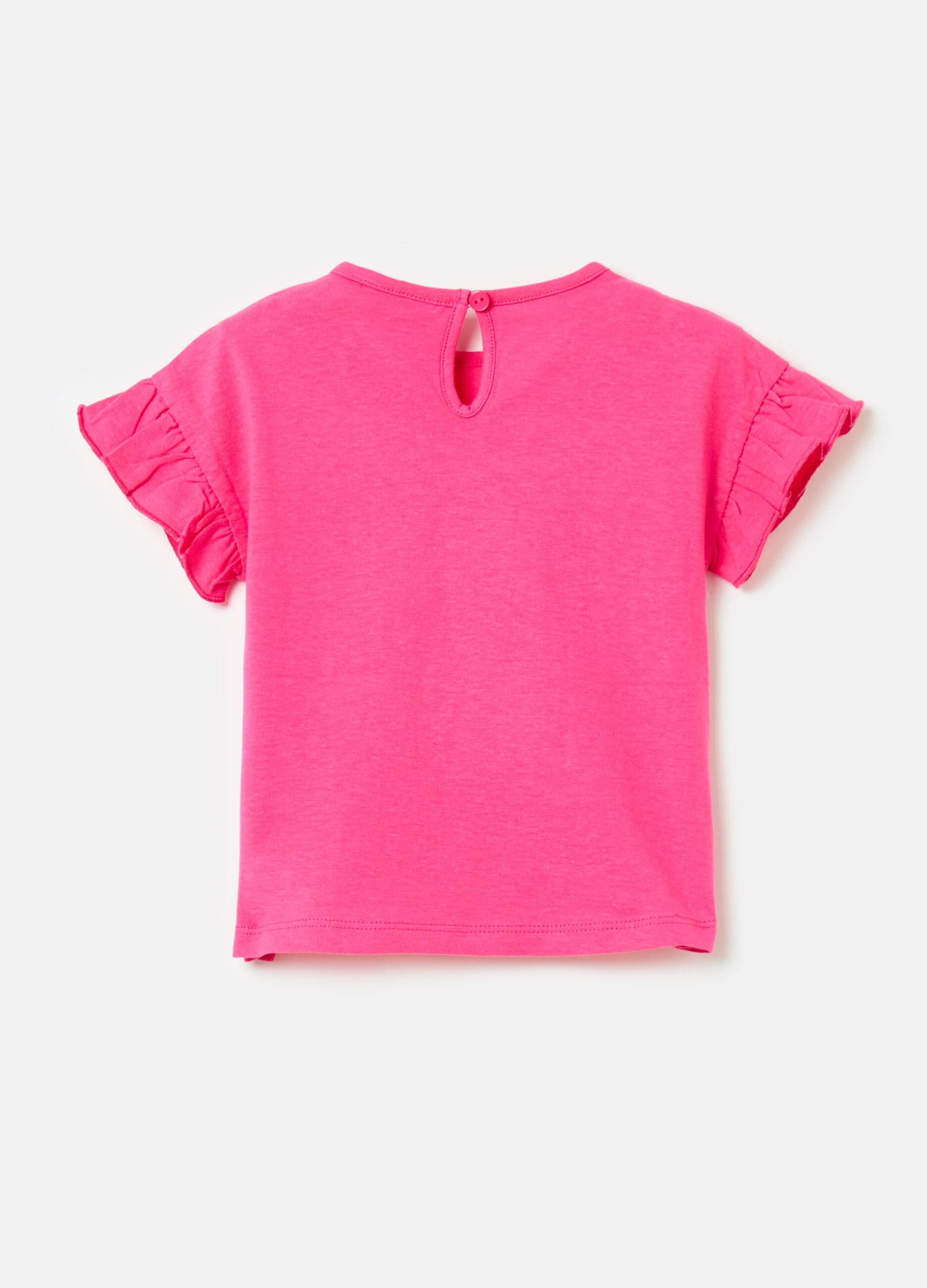 T-shirt with flounce and fruit print