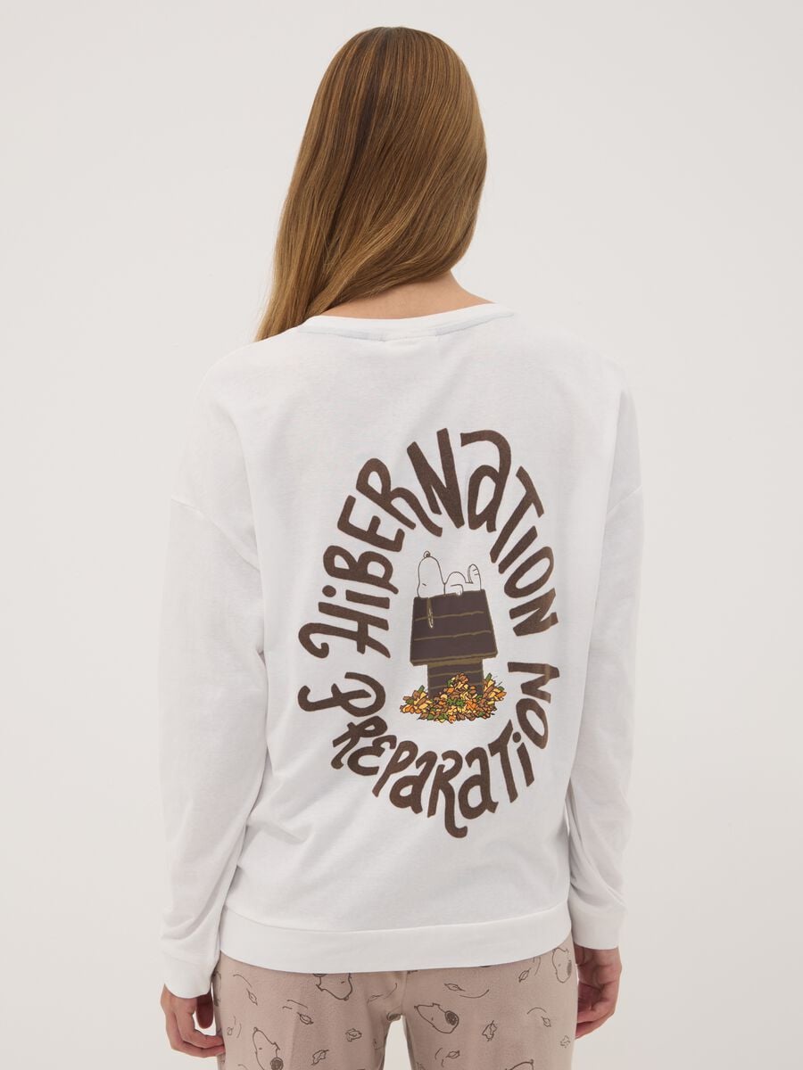 Maglia pigiama bianca in puro cotone con stampa Peanuts_3