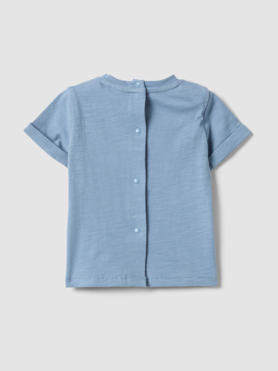 T-shirt azzurra a maniche corte in puro cotone regular fit_1