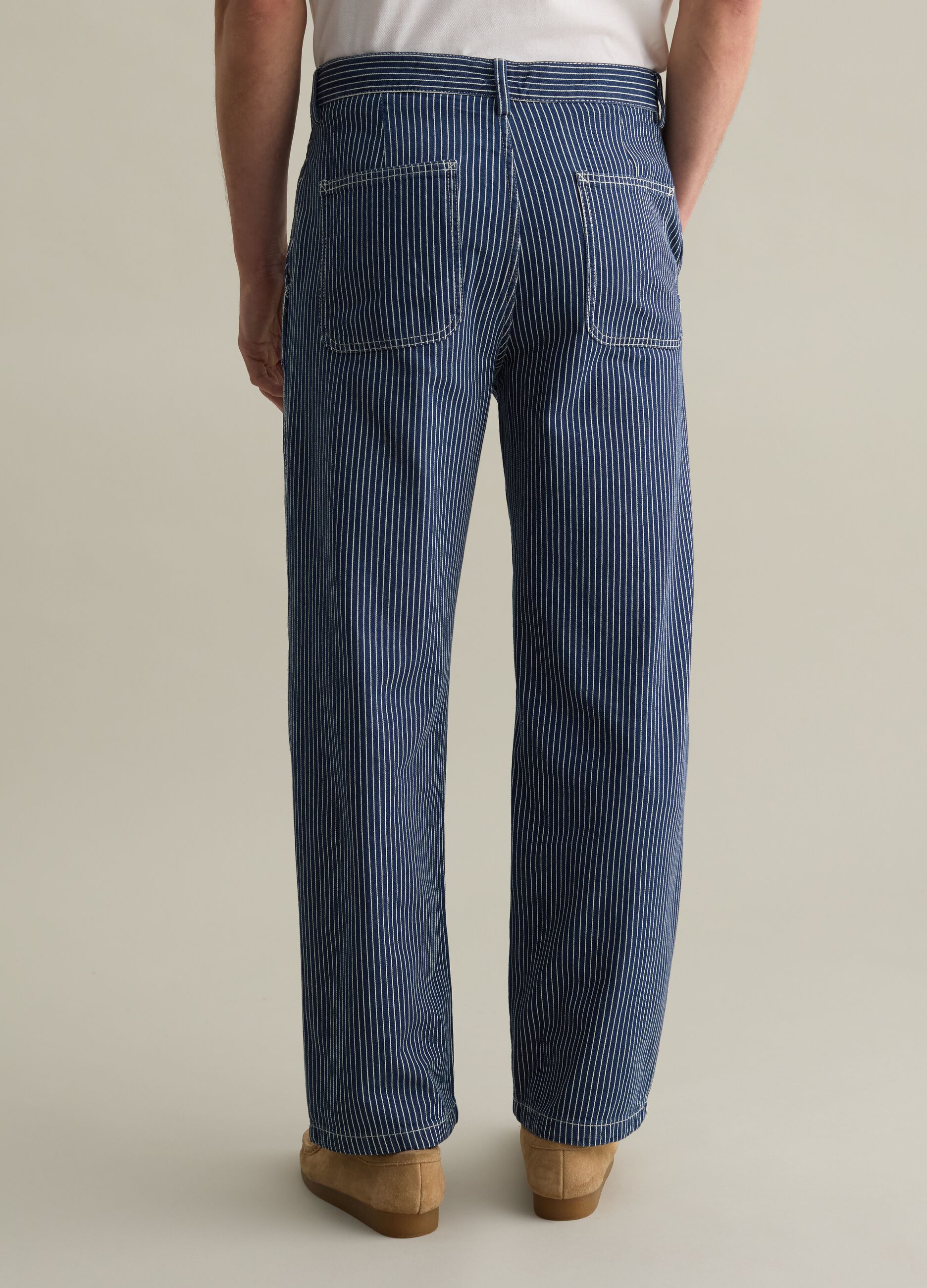 Pinstriped worker chino trousers