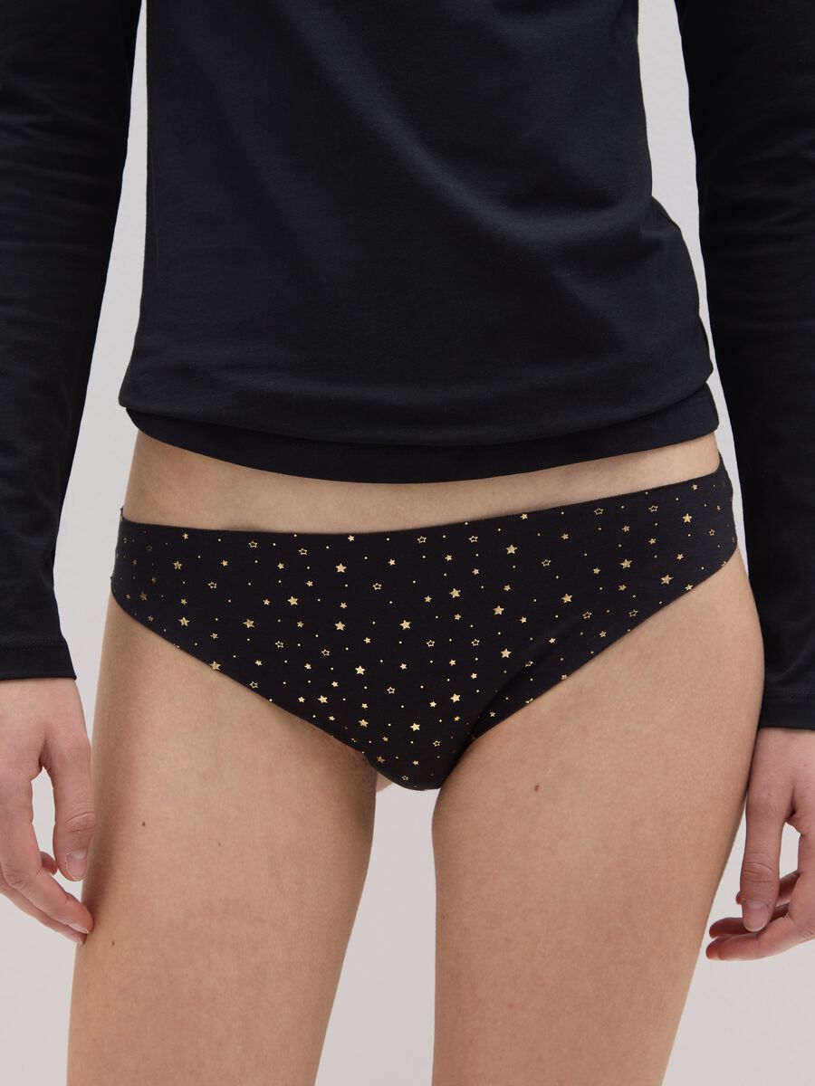 Slip nero in cotone elasticizzato_1