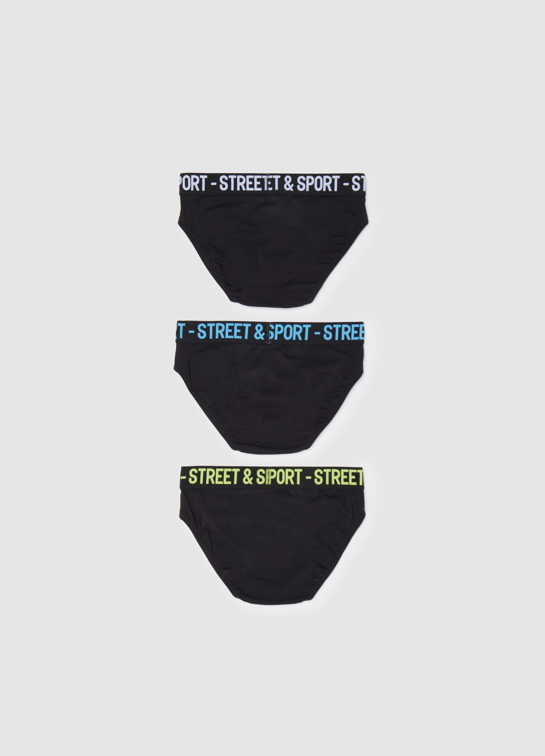 Kids' stretch jersey briefs with colourful elastic