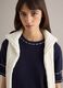 Maglione in misto cotone blu regular fit con cuciture a contrasto_0