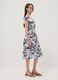 Blue and white pure cotton dress with all-over print and rope belt_0