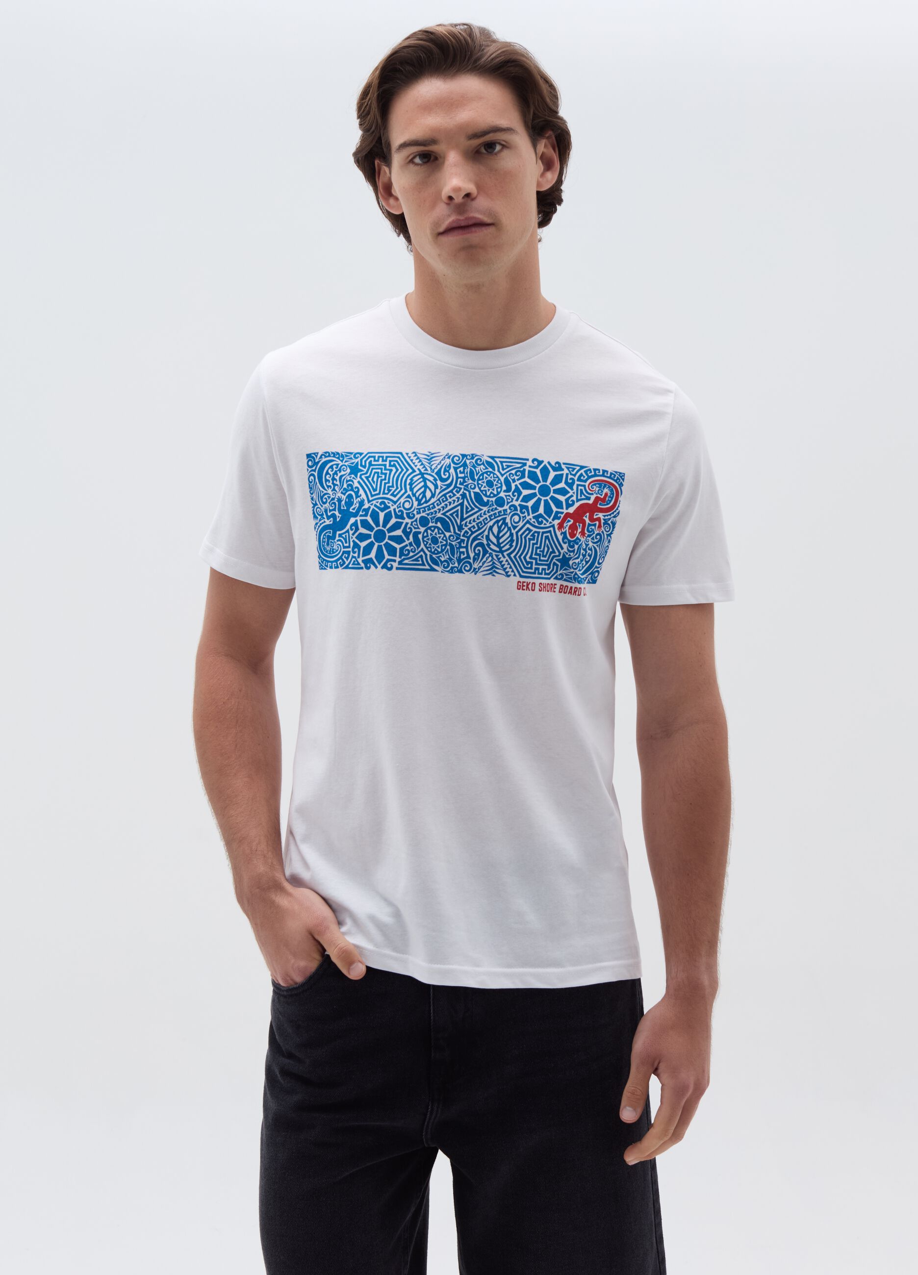 Ovs T-shirt in cotone con stampa geco