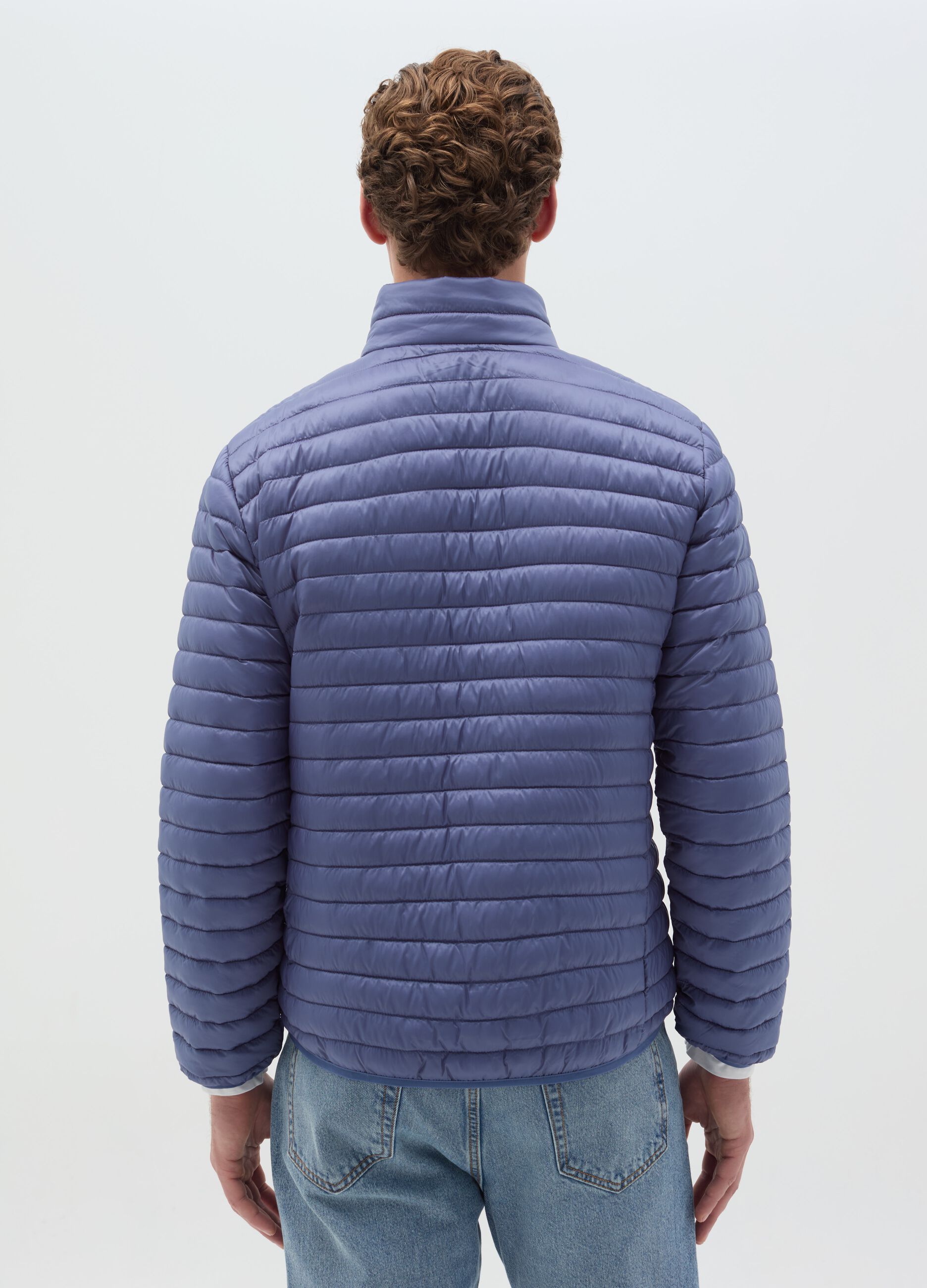 Full-zip ultralight quilted down jacket