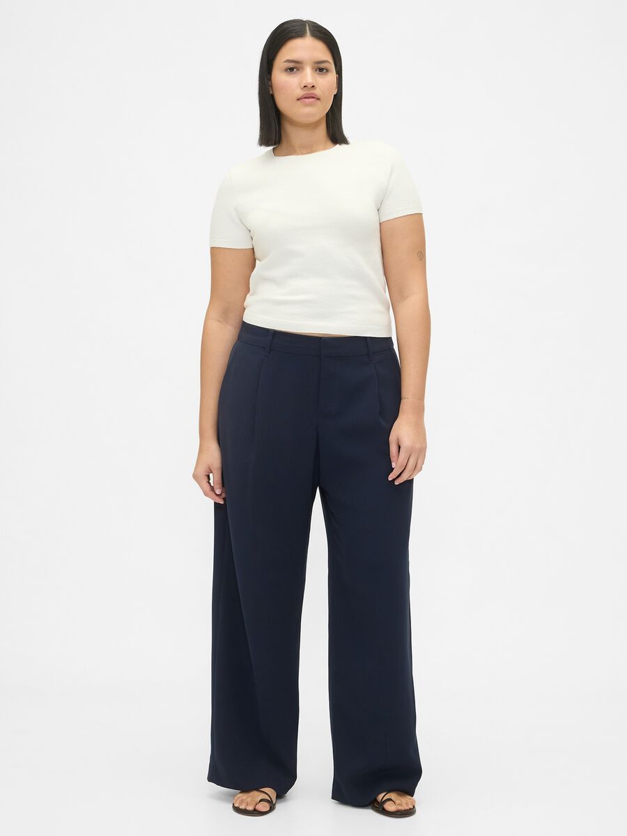 Wide-leg blue trousers in stretchy fabric_4