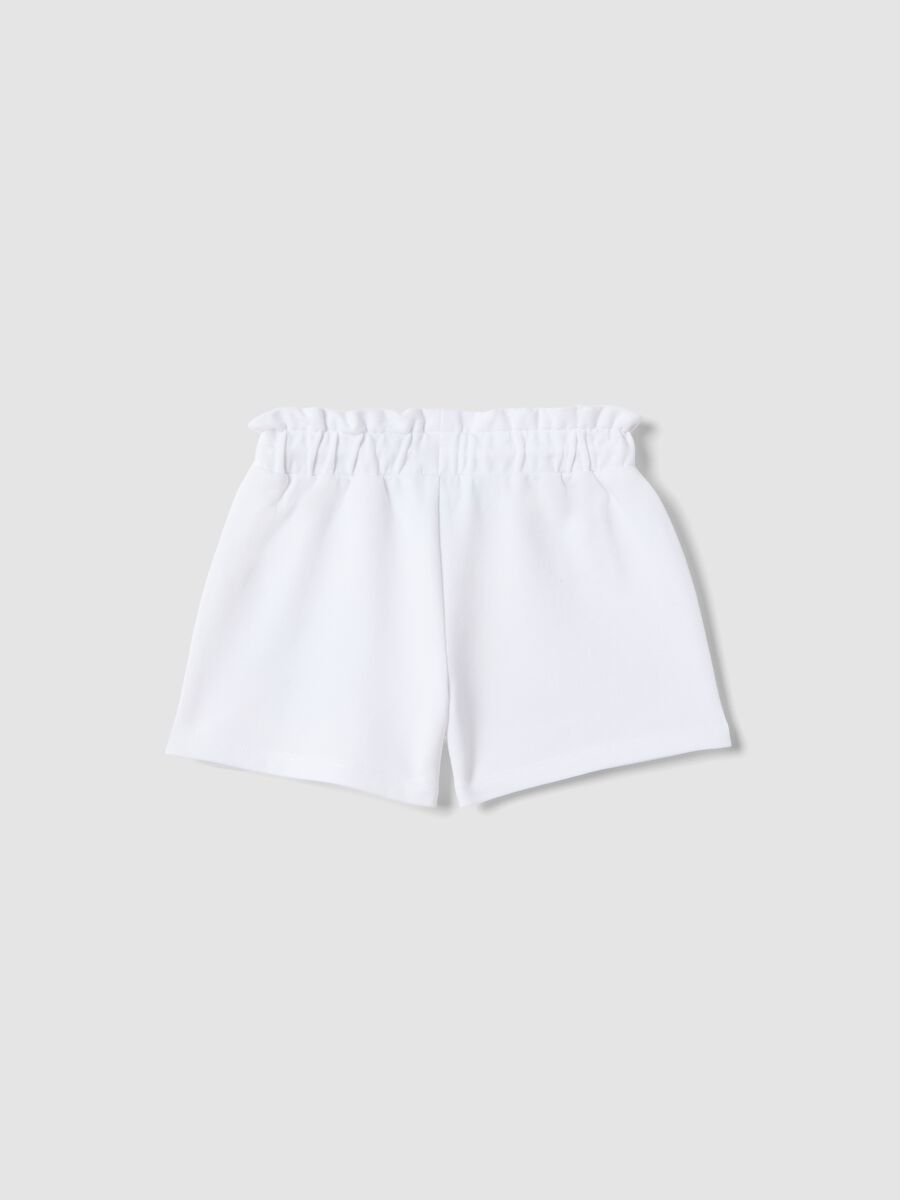 White stretch cotton shorts for girls regular fit_1