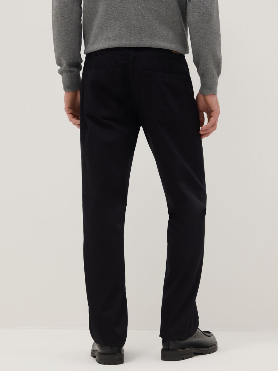 Pantaloni in puro cotone nero regular fit_3