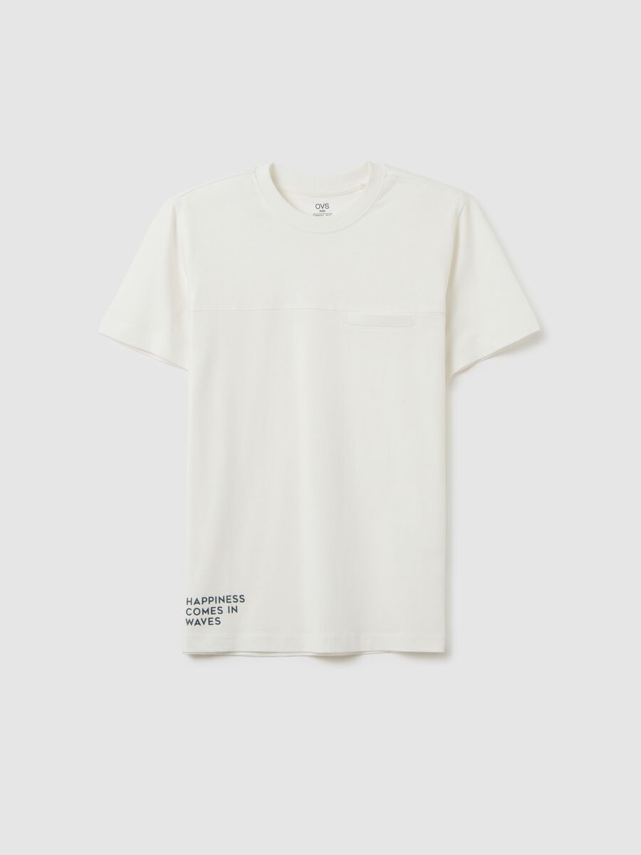 T-shirt da ragazzo in puro cotone bianca regular fit con stampa_3