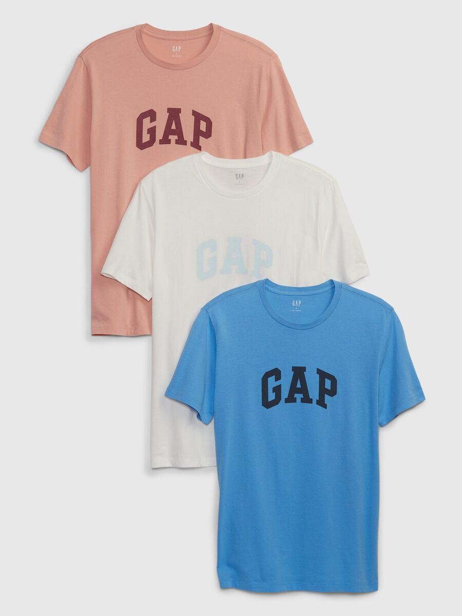 Tripack t-shirt in cotone con stampa logo_0