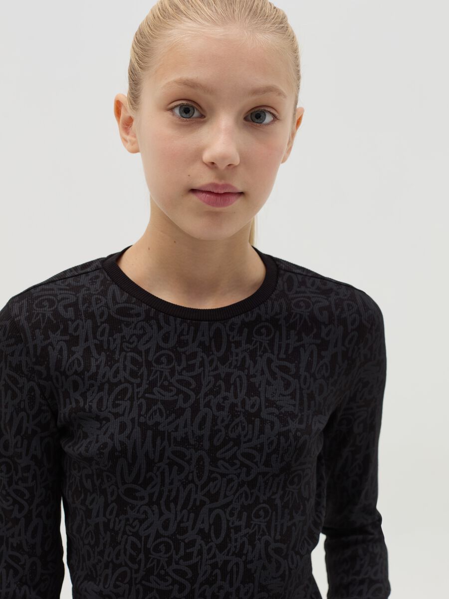 T-shirt with printed lettering and long sleeves_1