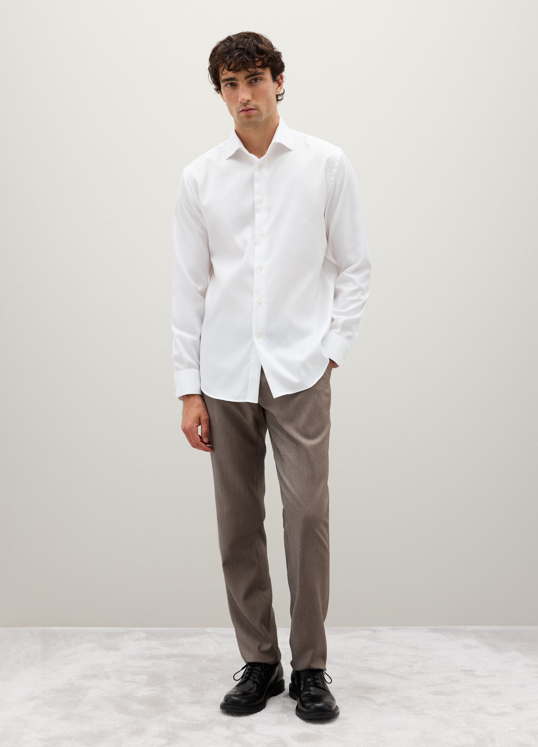White Long-Sleeve Cotton Shirt