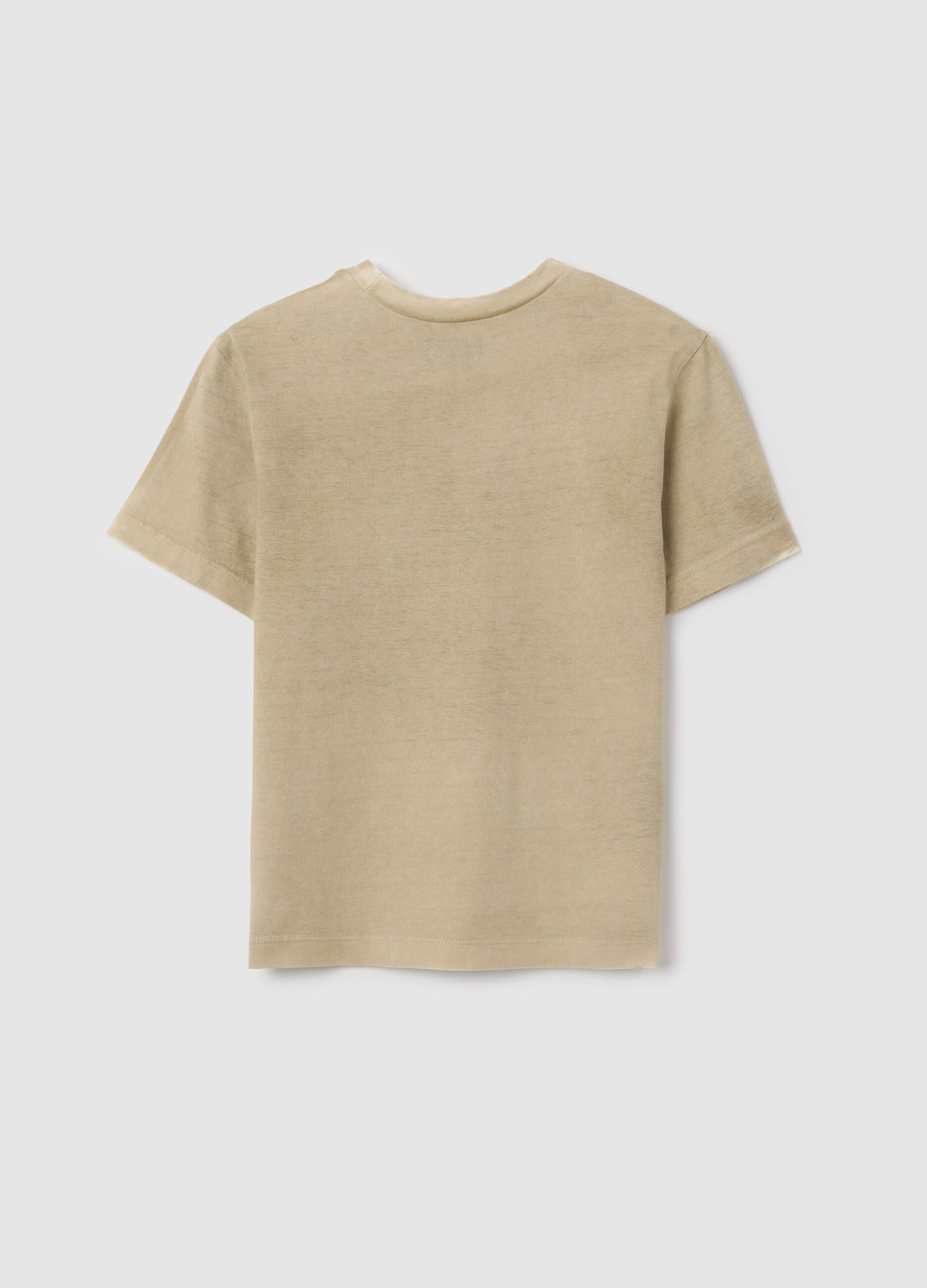 Kids' beige pure cotton regular fit T-shirt