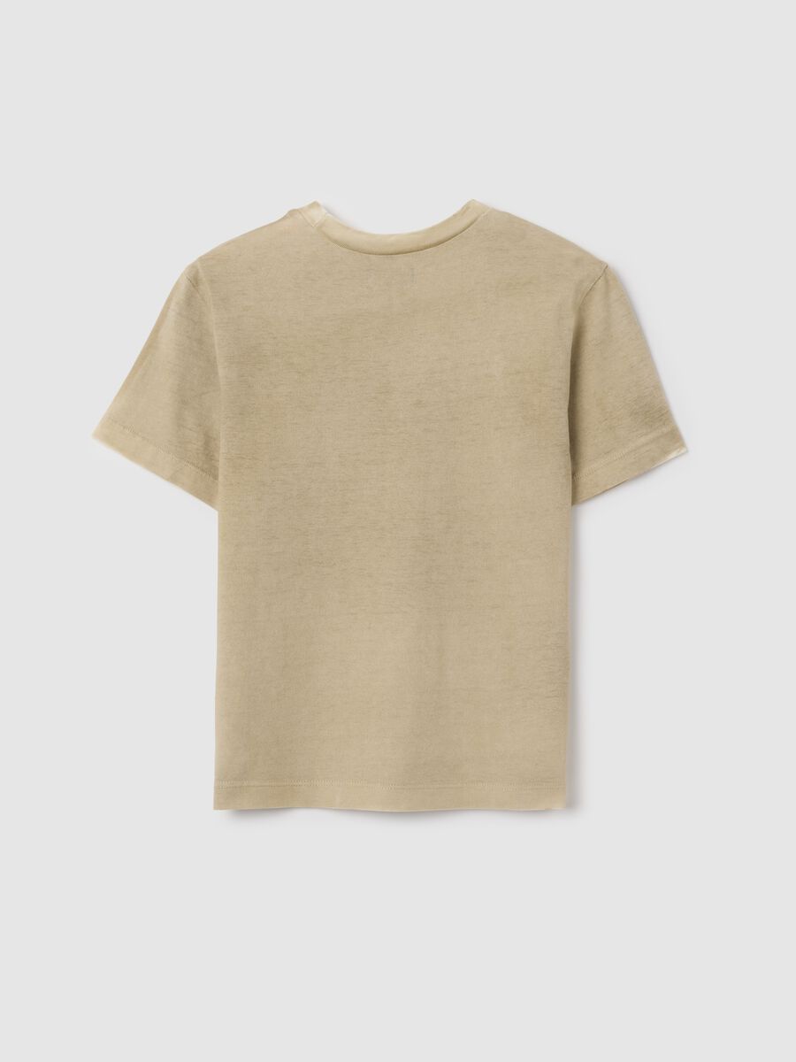 Kids' beige pure cotton regular fit T-shirt_1