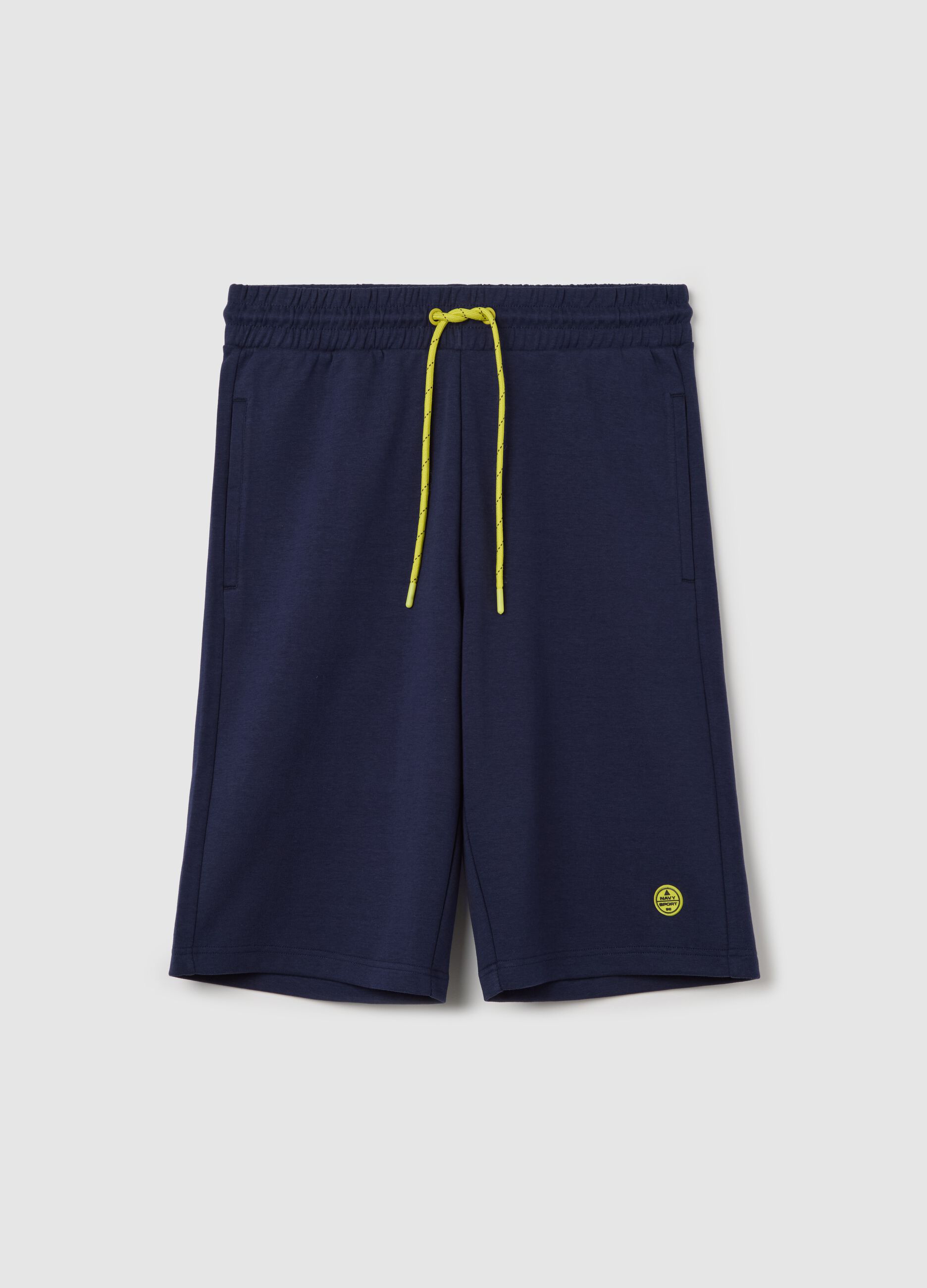 Dark blue Bermuda joggers with logo