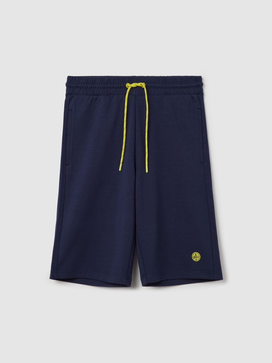 Dark blue Bermuda joggers with logo_4