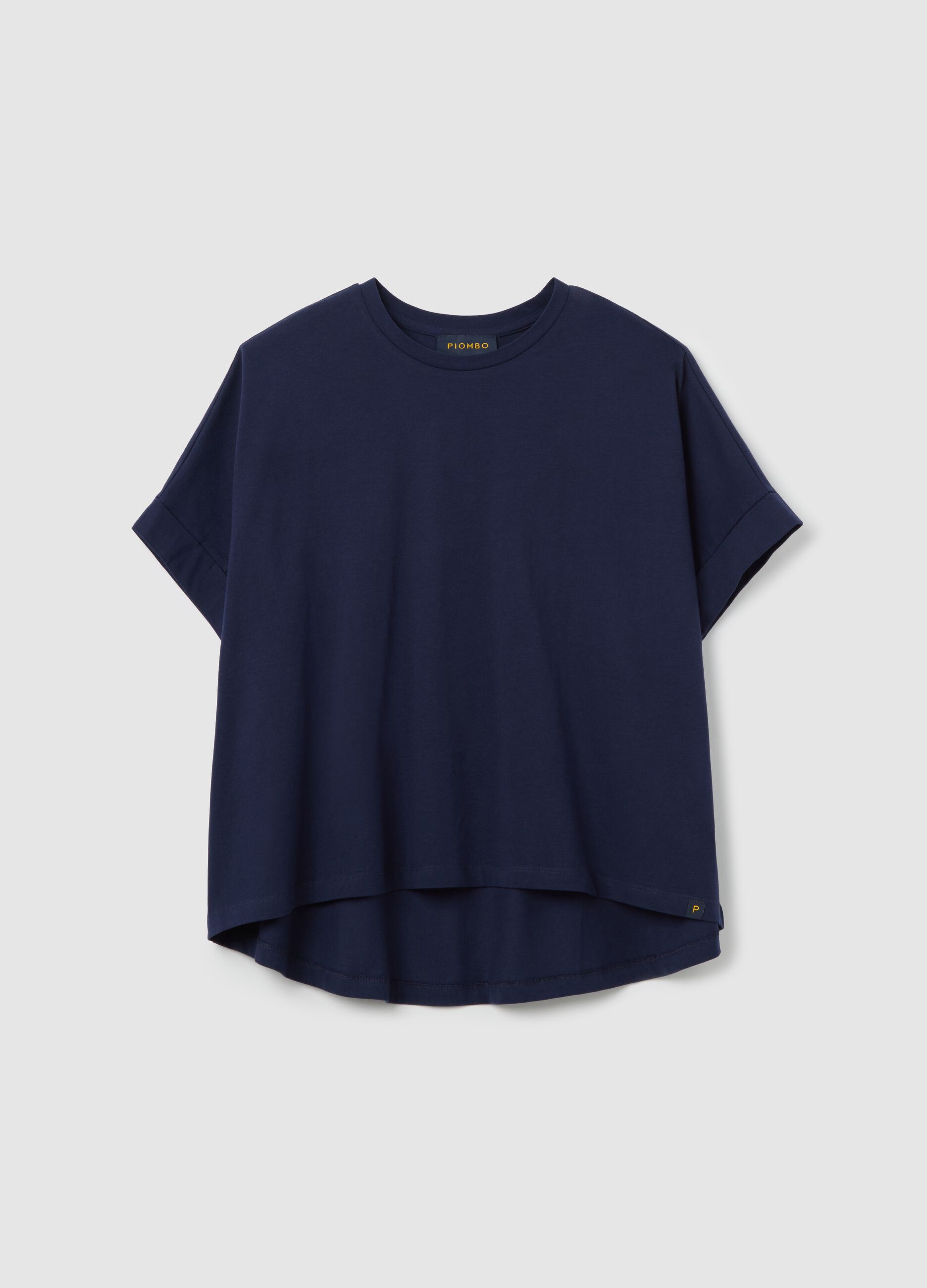 Piombo Blue Cotton T-shirt
