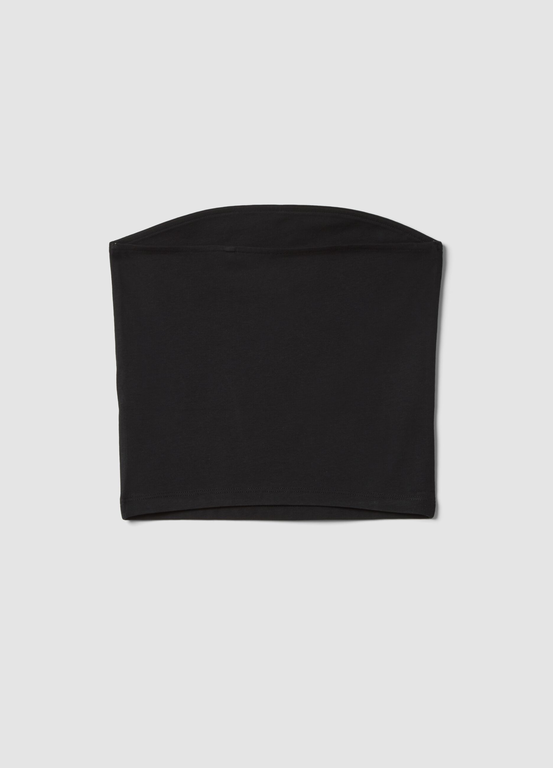 Top fitted a fascia nero in cotone elasticizzato da ragazza