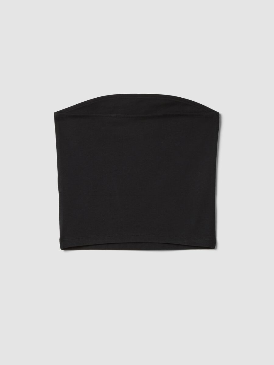 Top fitted a fascia nero in cotone elasticizzato da ragazza_1