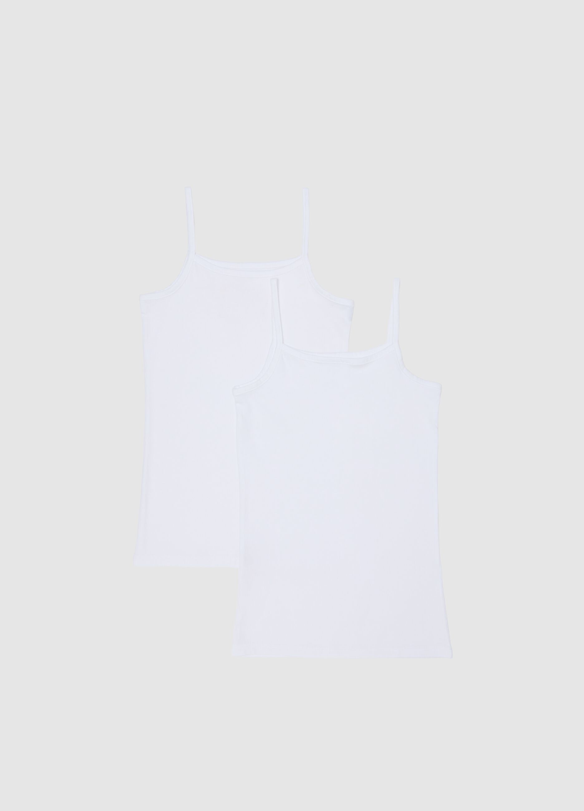 Girl's white tank tops bipack in pure cotton regular fit