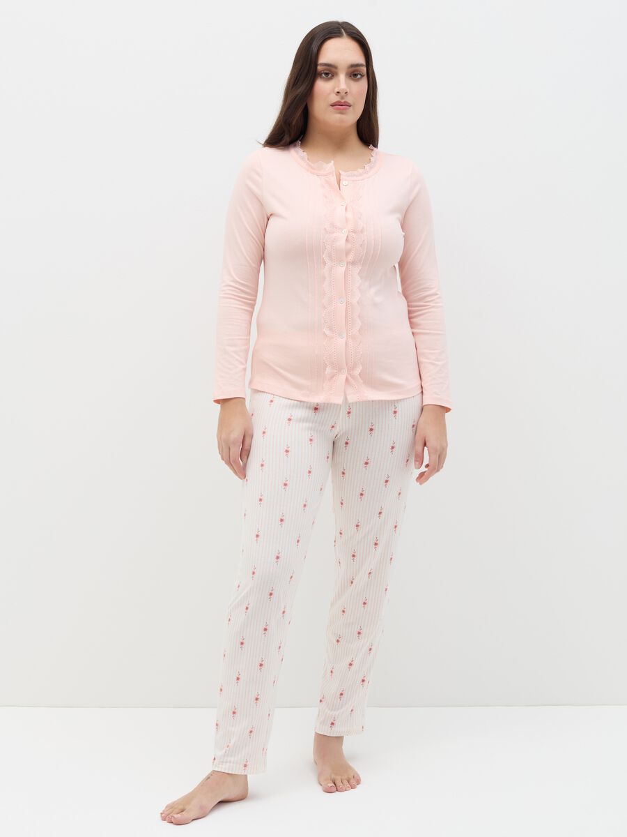 Full-length pyjamas with granddad neckline top_0