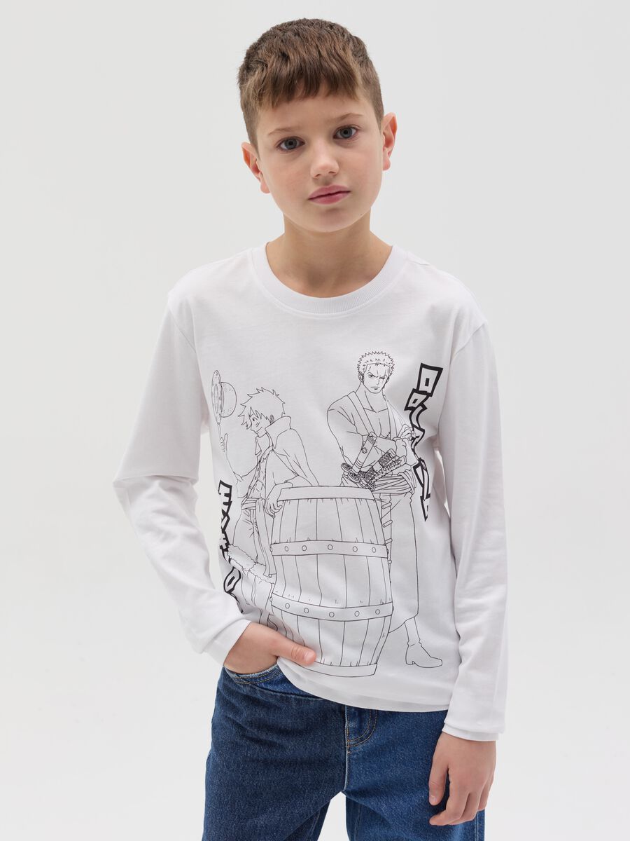Long-sleeved T-shirt with One Piece print_0