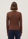 Brown cotton and viscose blend sweater regular fit with knit texture_2