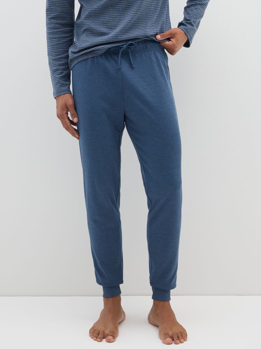 Pigiama blu a righe in puro cotone regular fit_3