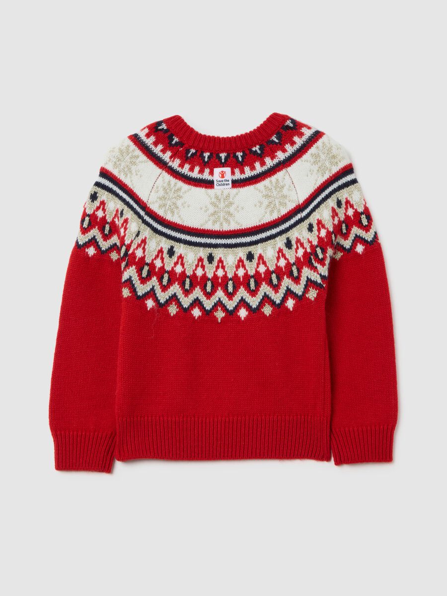 Girls' Save the Children Christmas Jumper with Red Jacquard Pattern_1