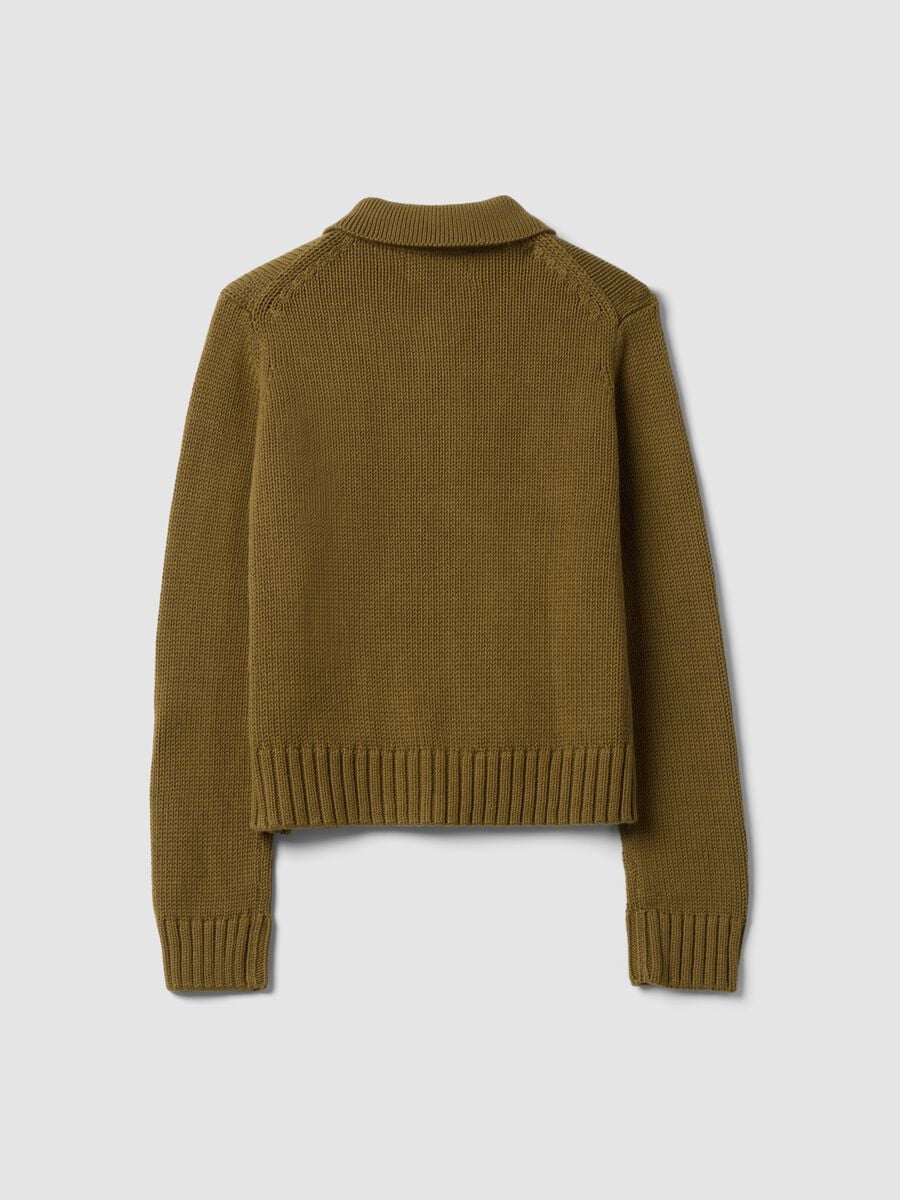 Cardigan verde in puro cotone con bottoni regular fit_6