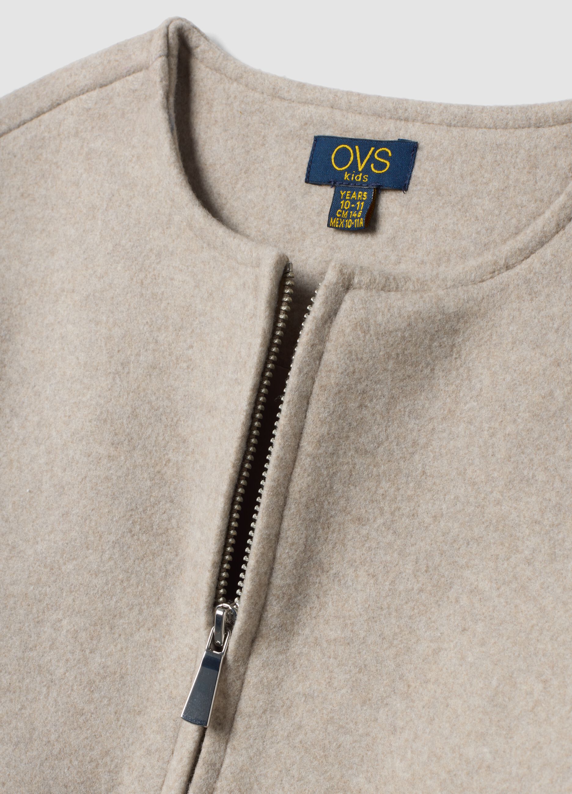 Bomber beige corto con zip per ragazza