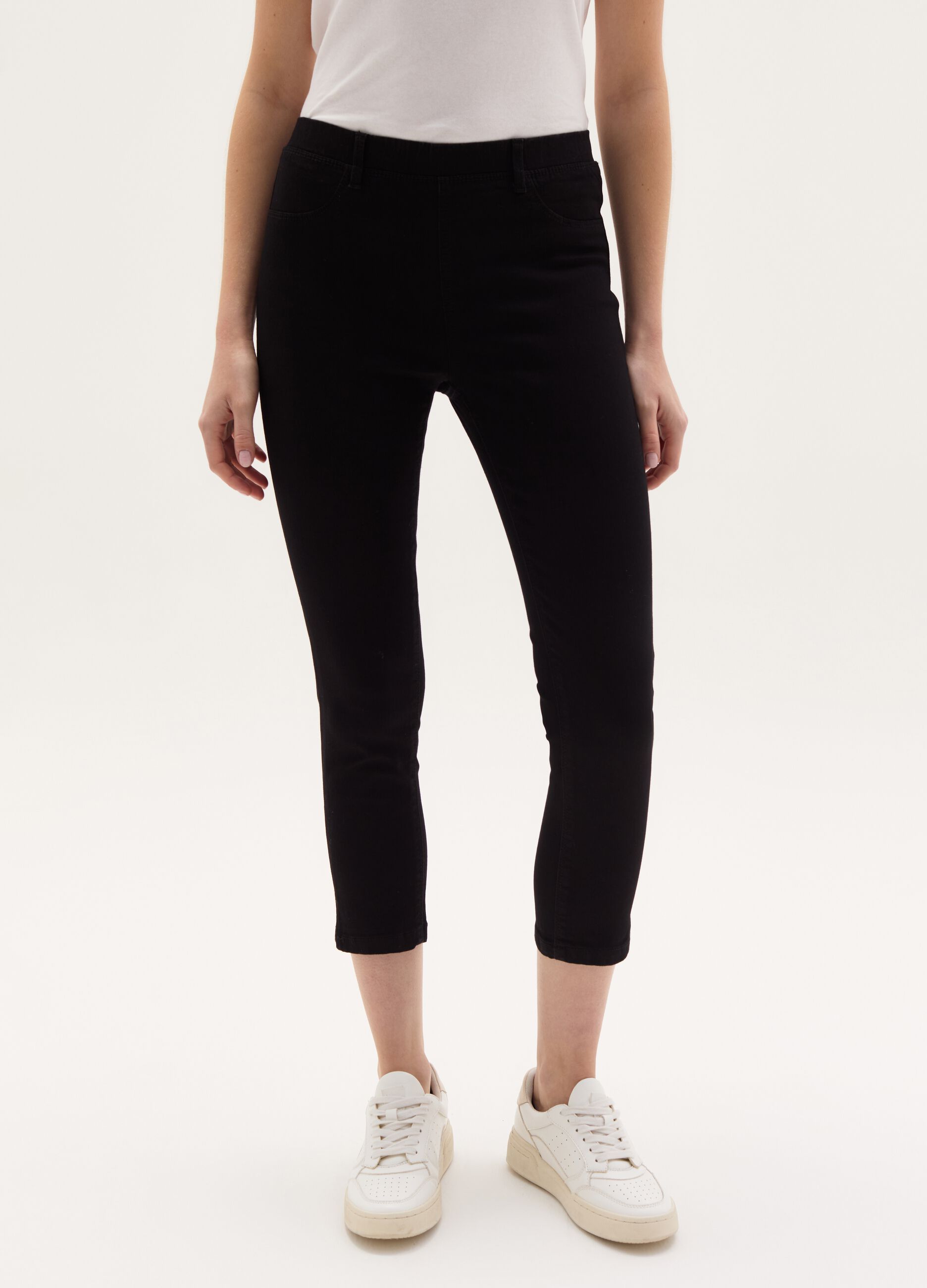 Jeggings crop skinny fit con spacchetti