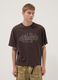 T-shirt marrone a maniche corte in puro cotone regular fit_0