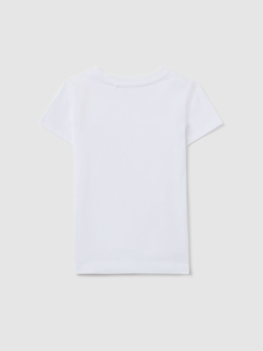 White cotton T-shirt with glitter print_1