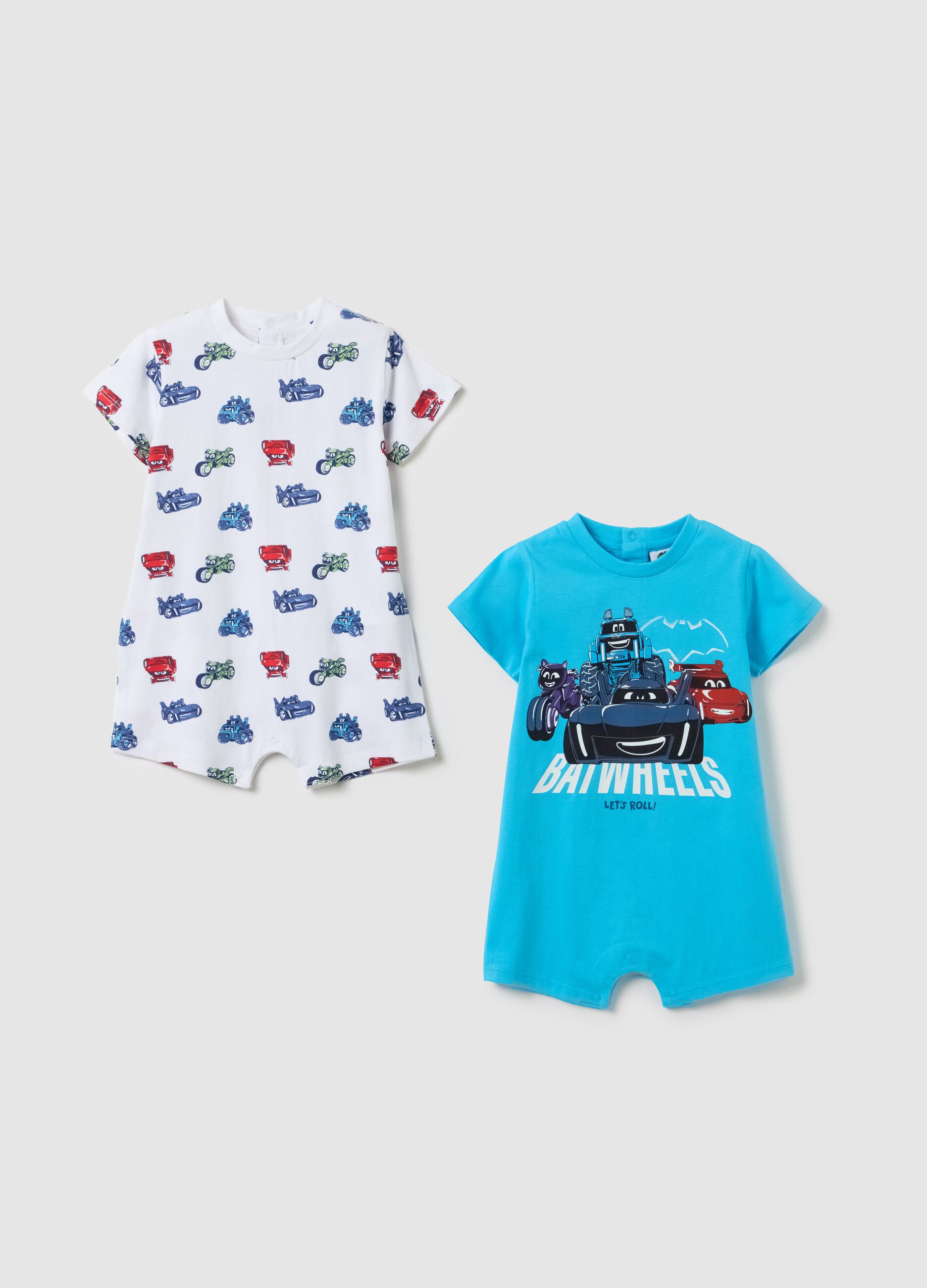 Boys’ multicoloured onesies in 100% cotton with Batwheels print