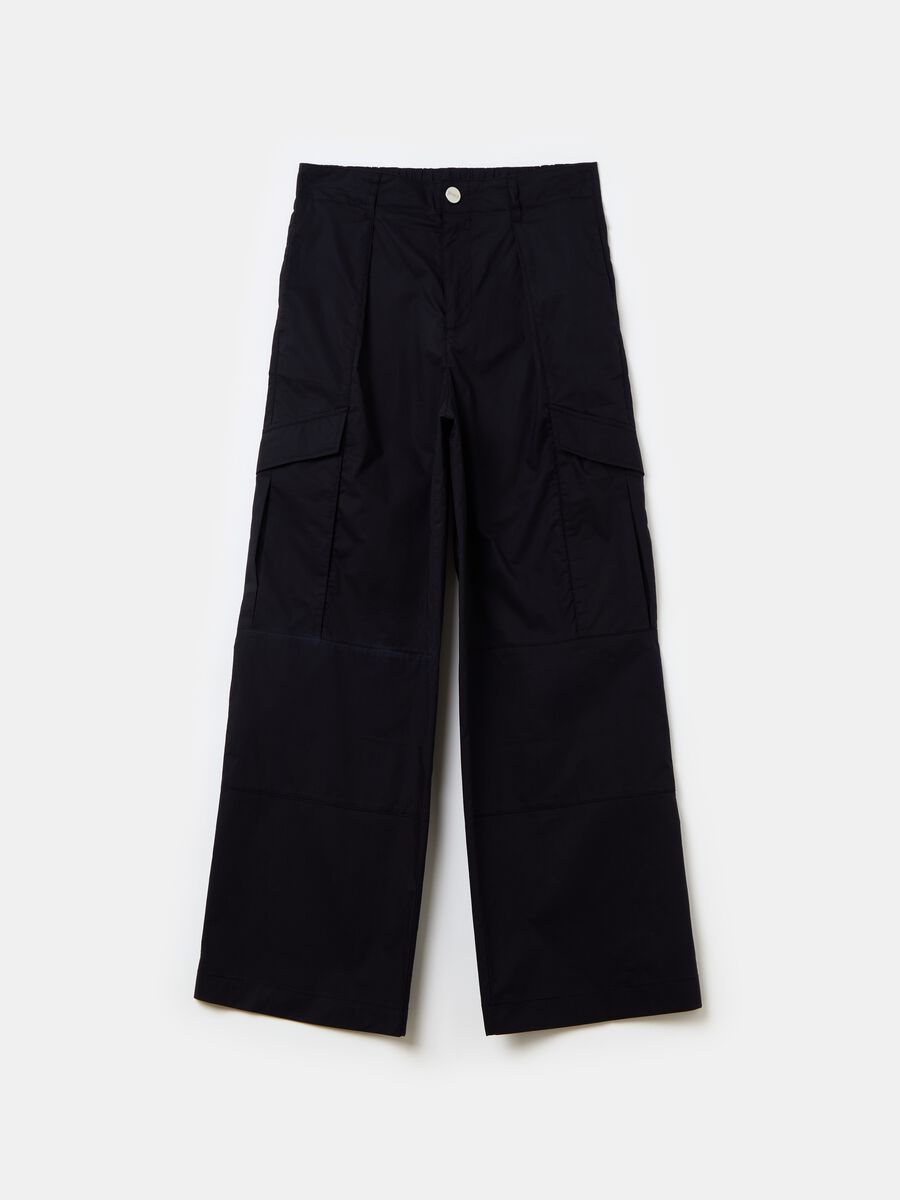 Light Wide-Leg Cargo Trousers Black_6