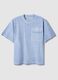 Light blue pure cotton regular fit t-shirt with pocket_0